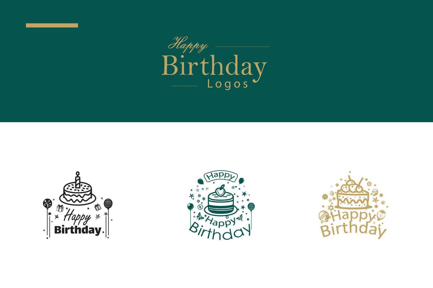 AI generated Happy Birthday Logo Bundle vector