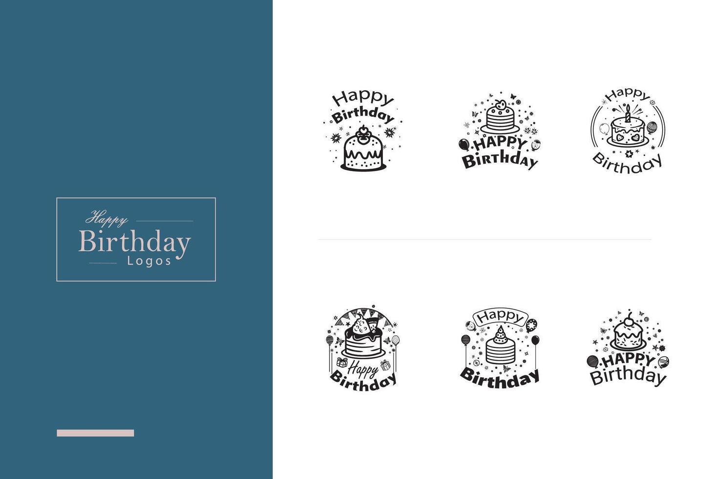 AI generated Happy Birthday Logo Bundle vector