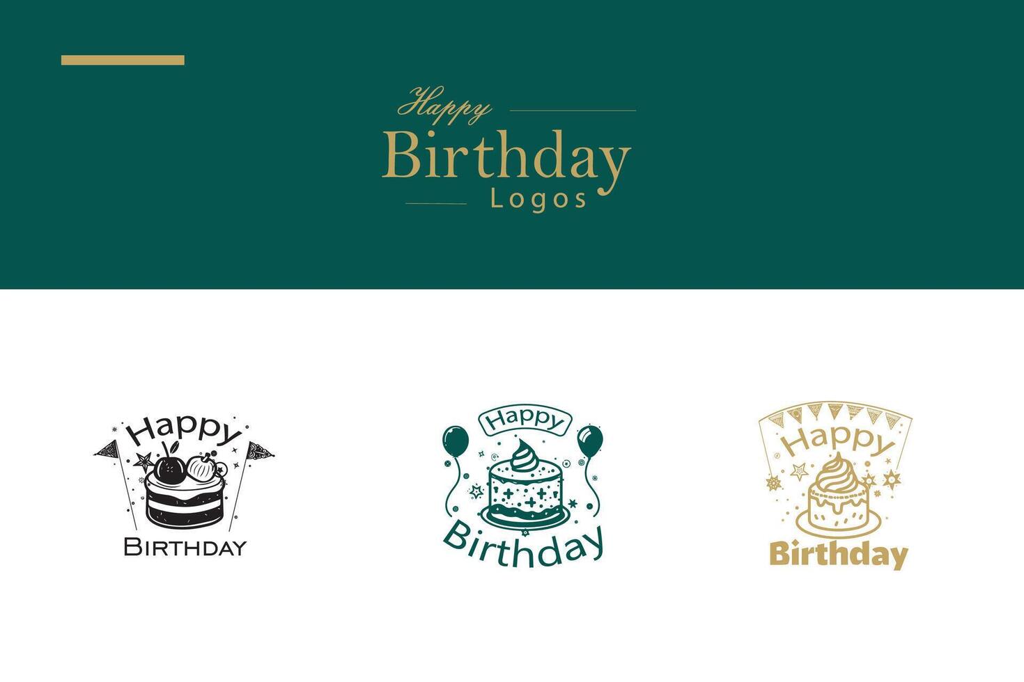 AI generated Happy Birthday Logo Bundle vector