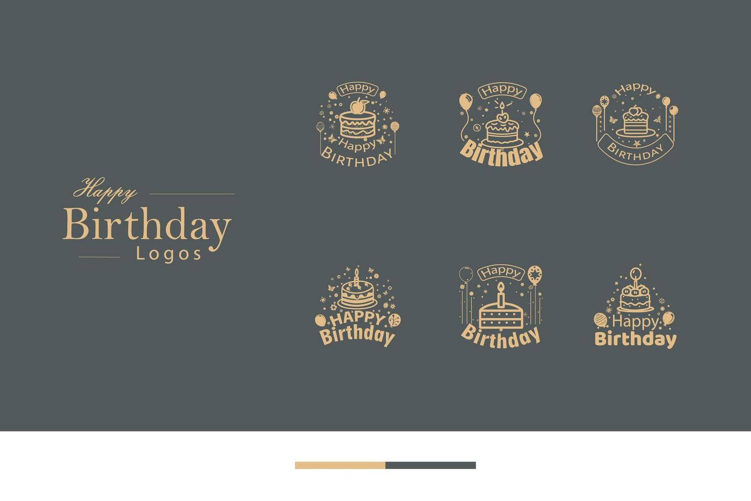 AI generated Happy Birthday Logo Bundle vector