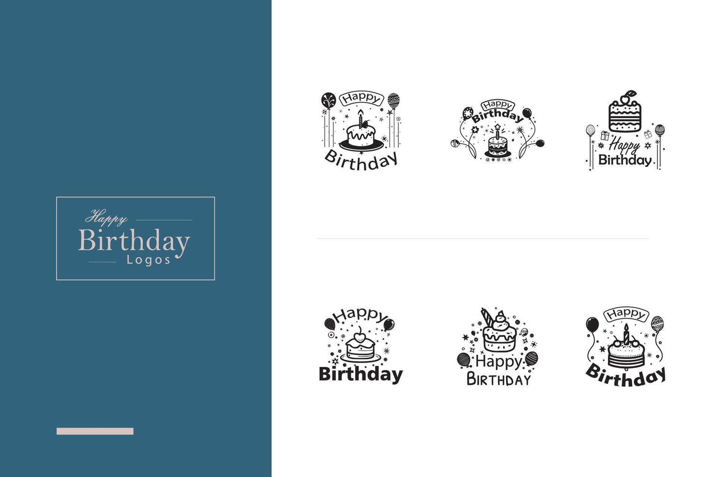 AI generated Happy Birthday Logo Bundle vector