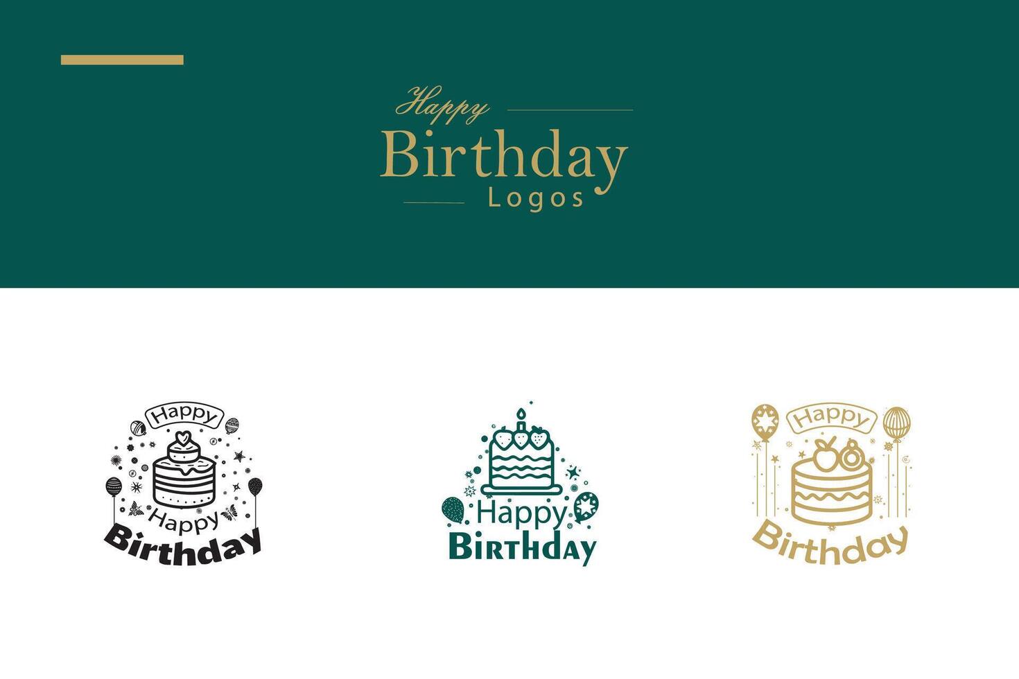 AI generated Happy Birthday Logo Bundle vector