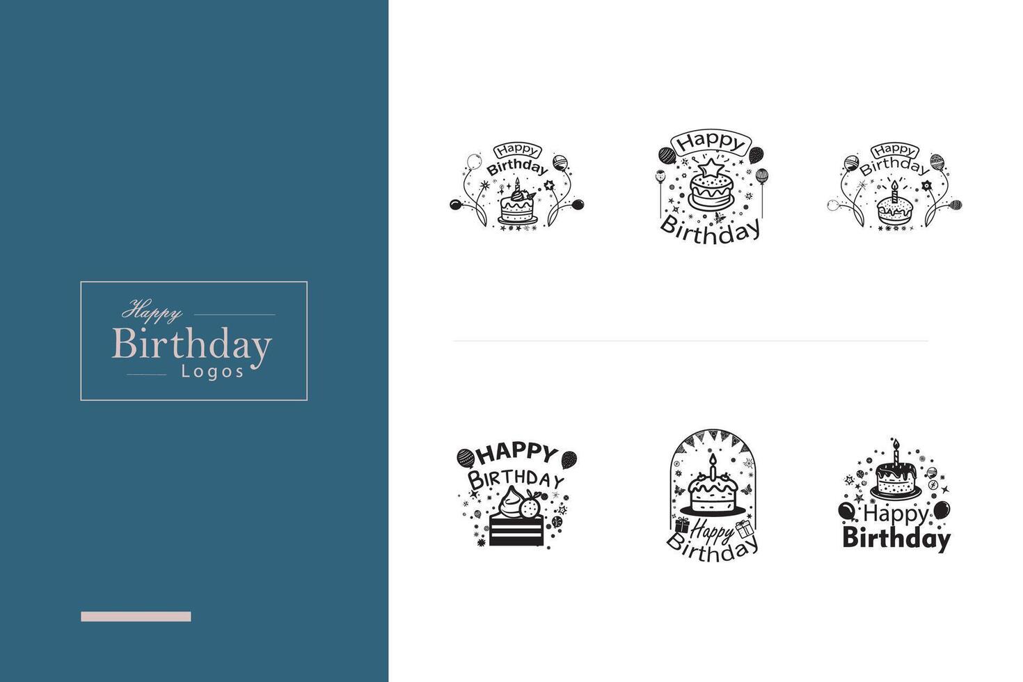 AI generated Happy Birthday Logo Bundle vector