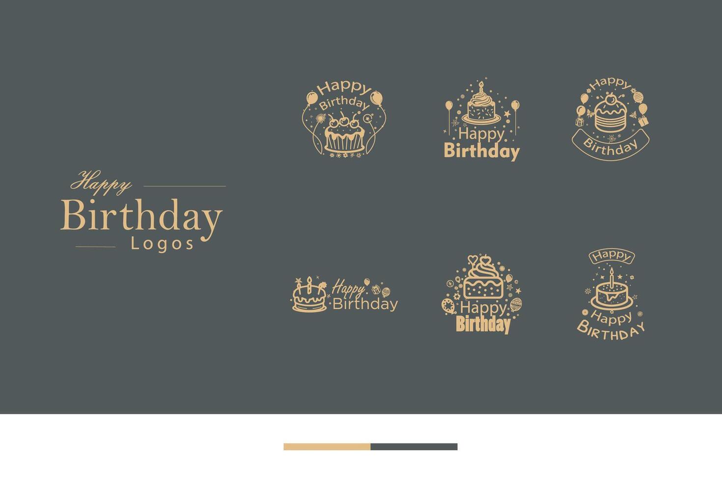 AI generated Happy Birthday Logo Bundle vector