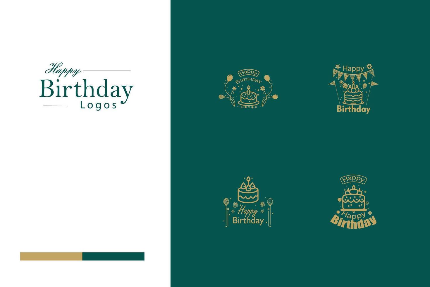 AI generated Happy Birthday Logo Bundle vector