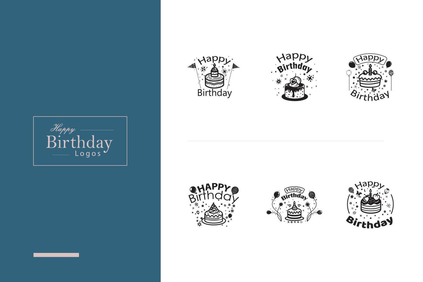 AI generated Happy Birthday Logo Bundle vector