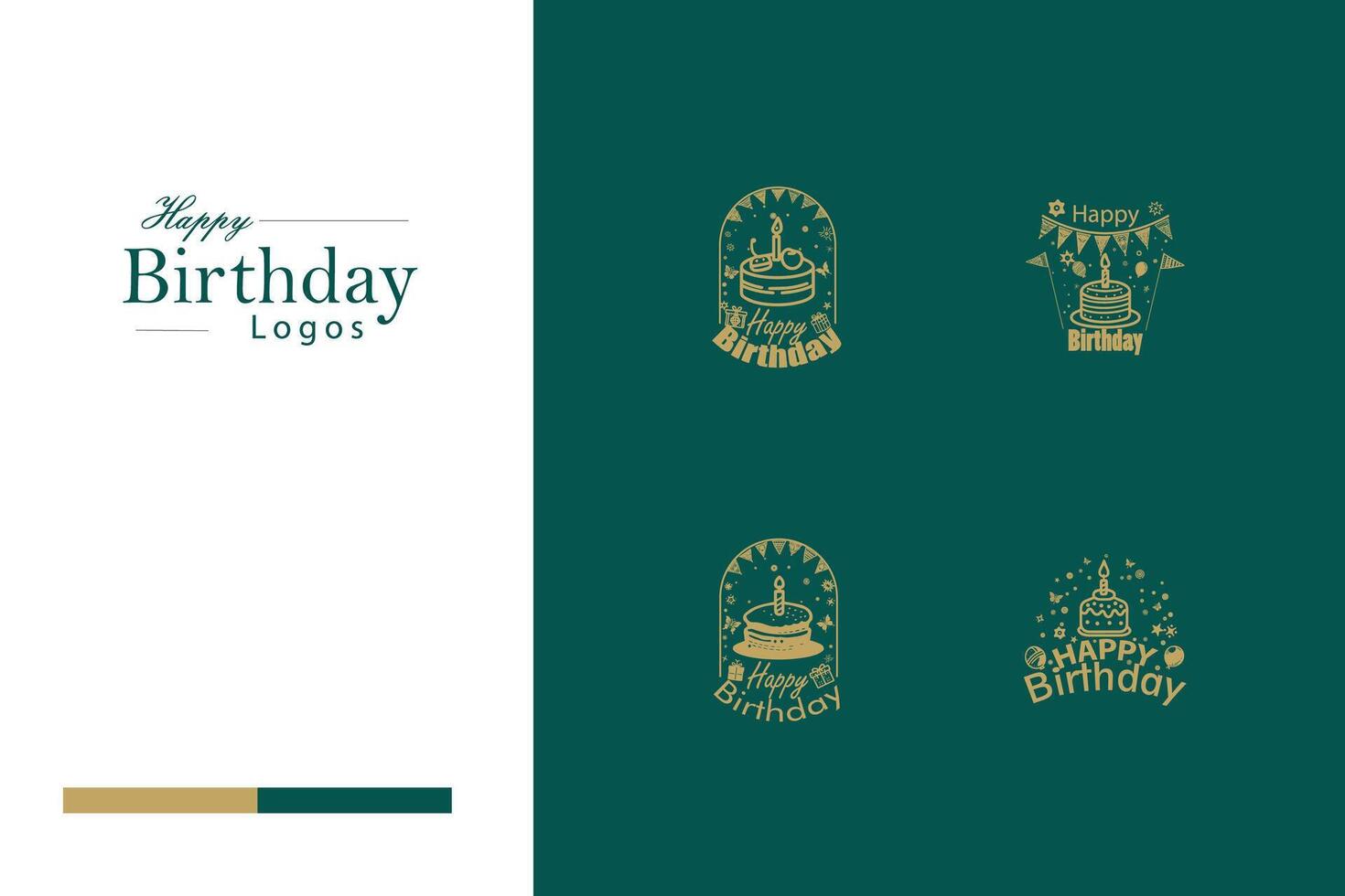 AI generated Happy Birthday Logo Bundle vector