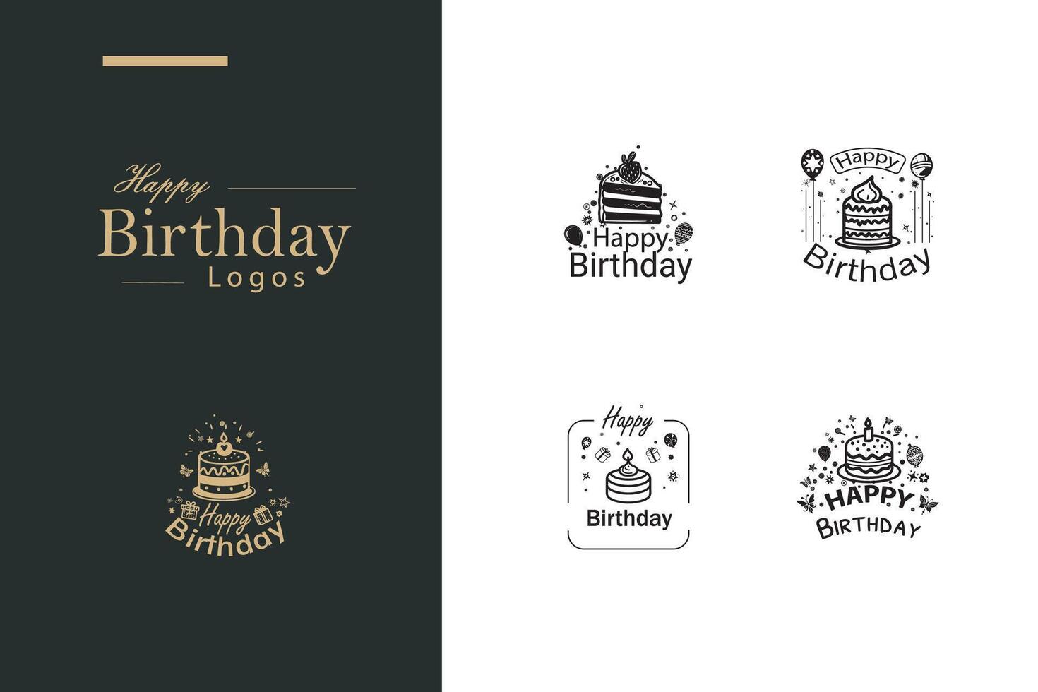 AI generated Happy Birthday Logo Bundle vector