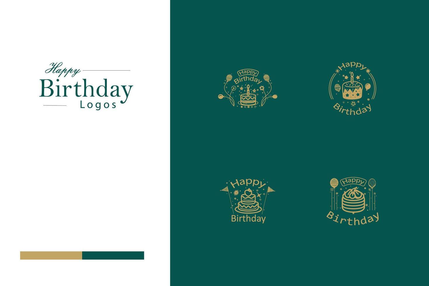 AI generated Happy Birthday Logo Bundle vector