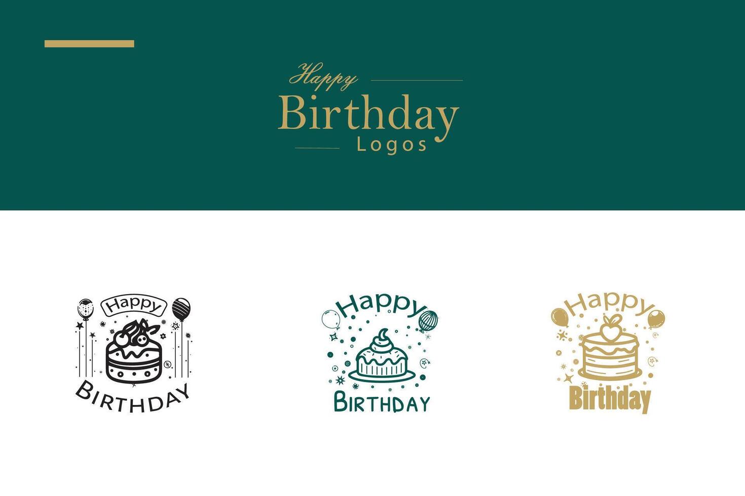 AI generated Happy Birthday Logo Bundle vector