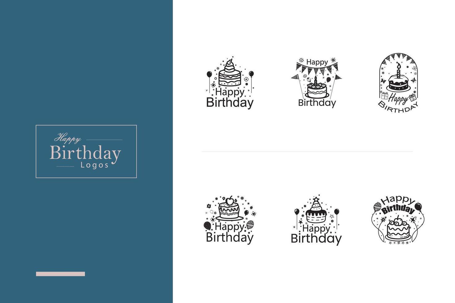 AI generated Happy Birthday Logo Bundle vector