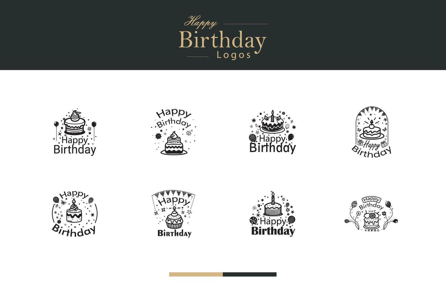 AI generated Happy Birthday Logo Bundle vector