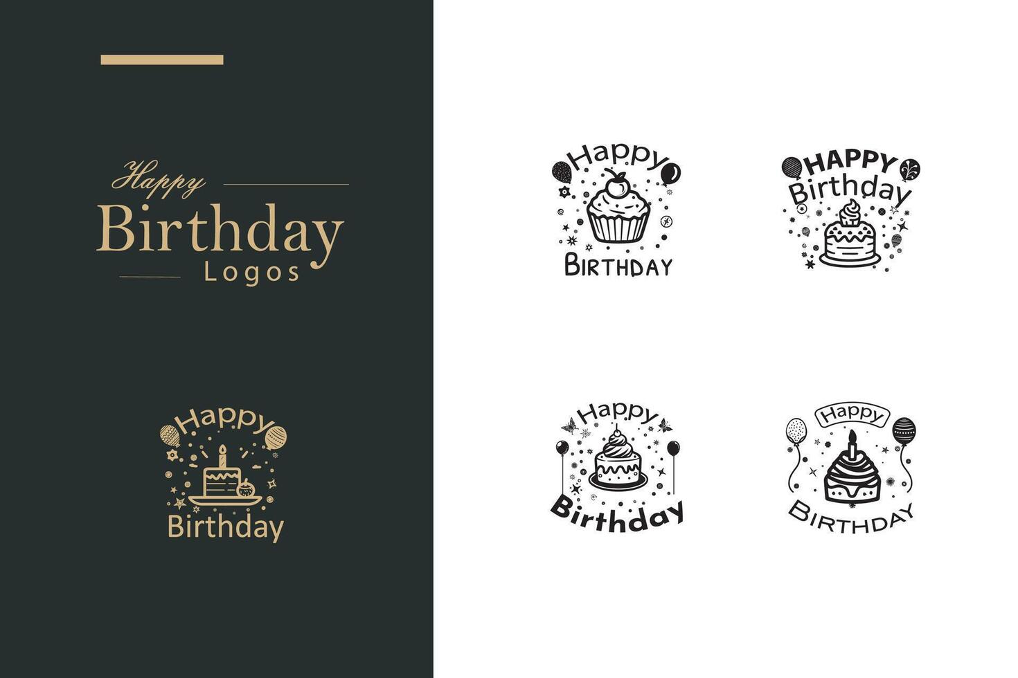 AI generated Happy Birthday Logo Bundle vector