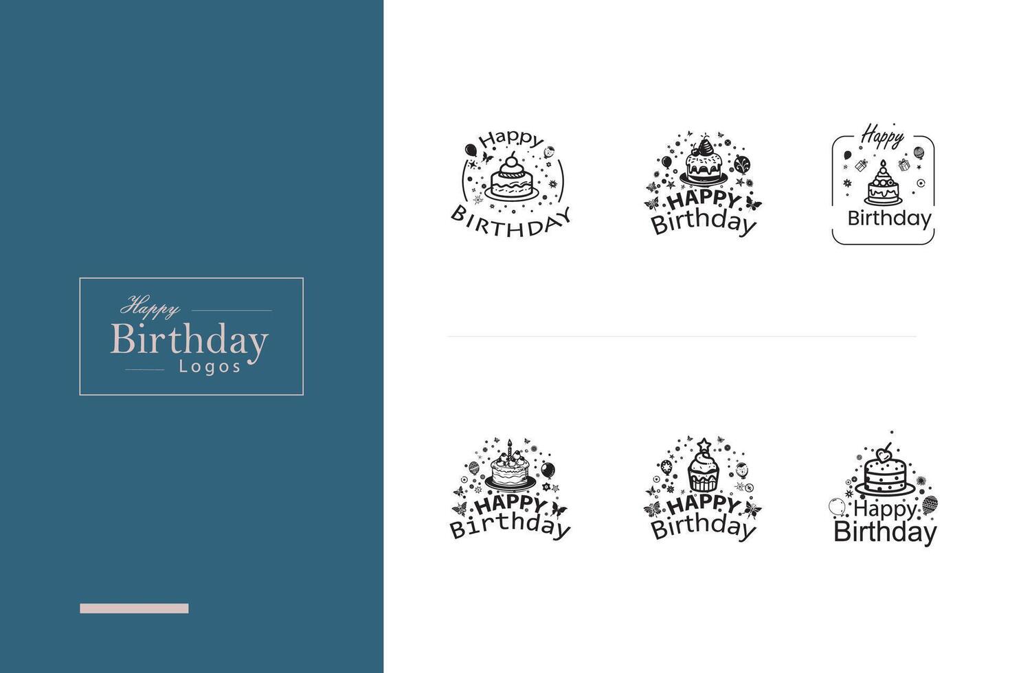 AI generated Happy Birthday Logo Bundle vector