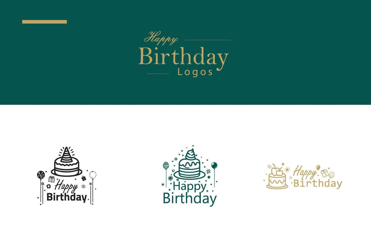 AI generated Happy Birthday Logo Bundle vector