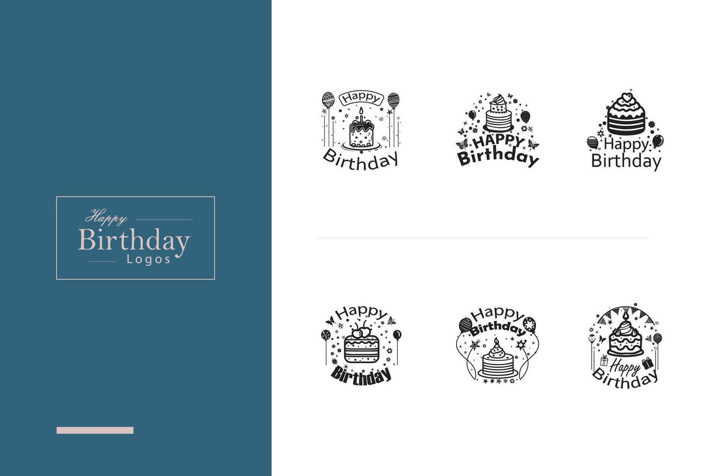 AI generated Happy Birthday Logo Bundle vector