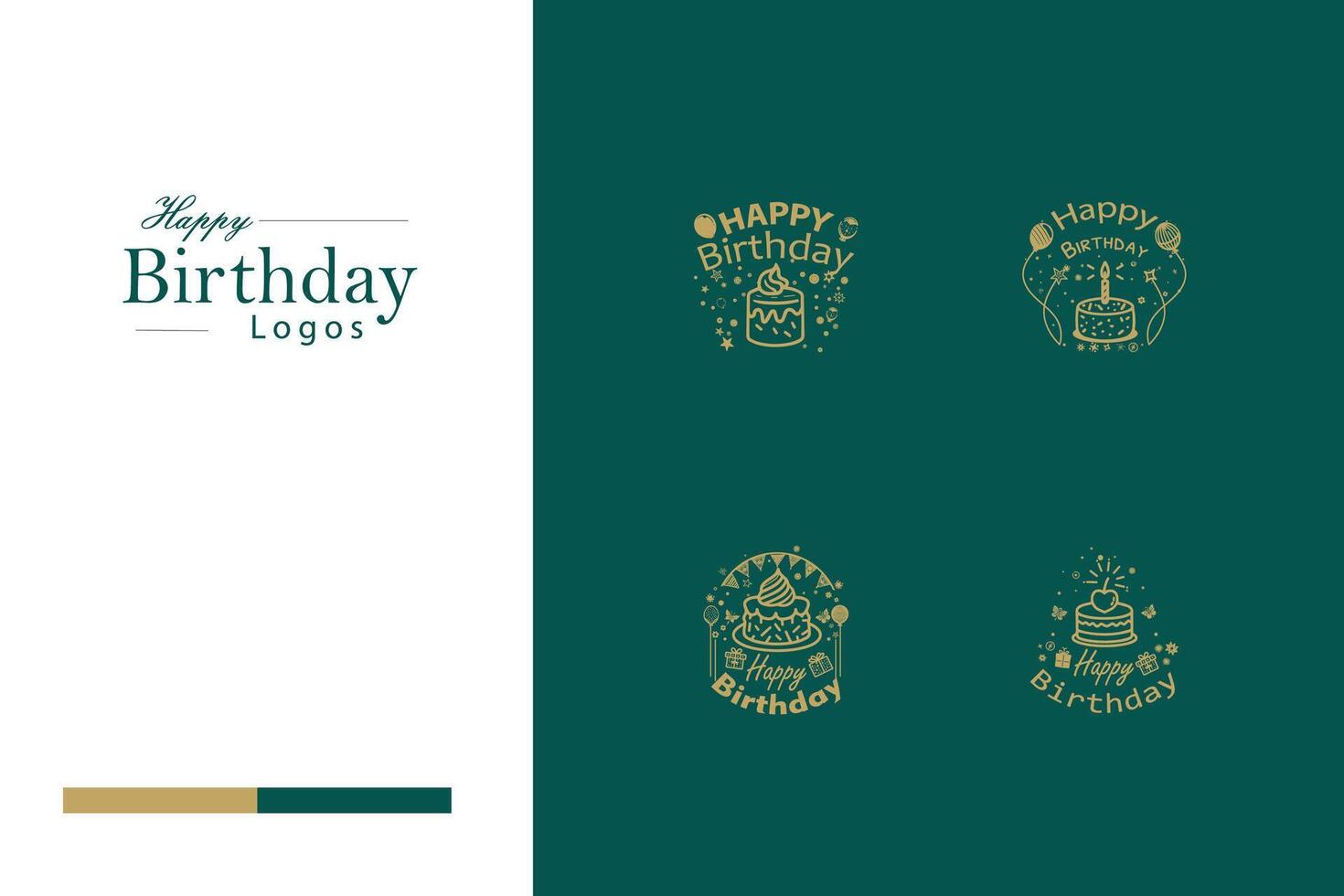 AI generated Happy Birthday Logo Bundle vector