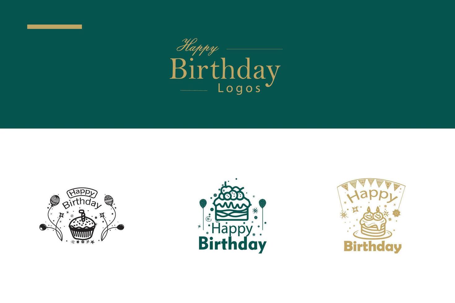 AI generated Happy Birthday Logo Bundle vector