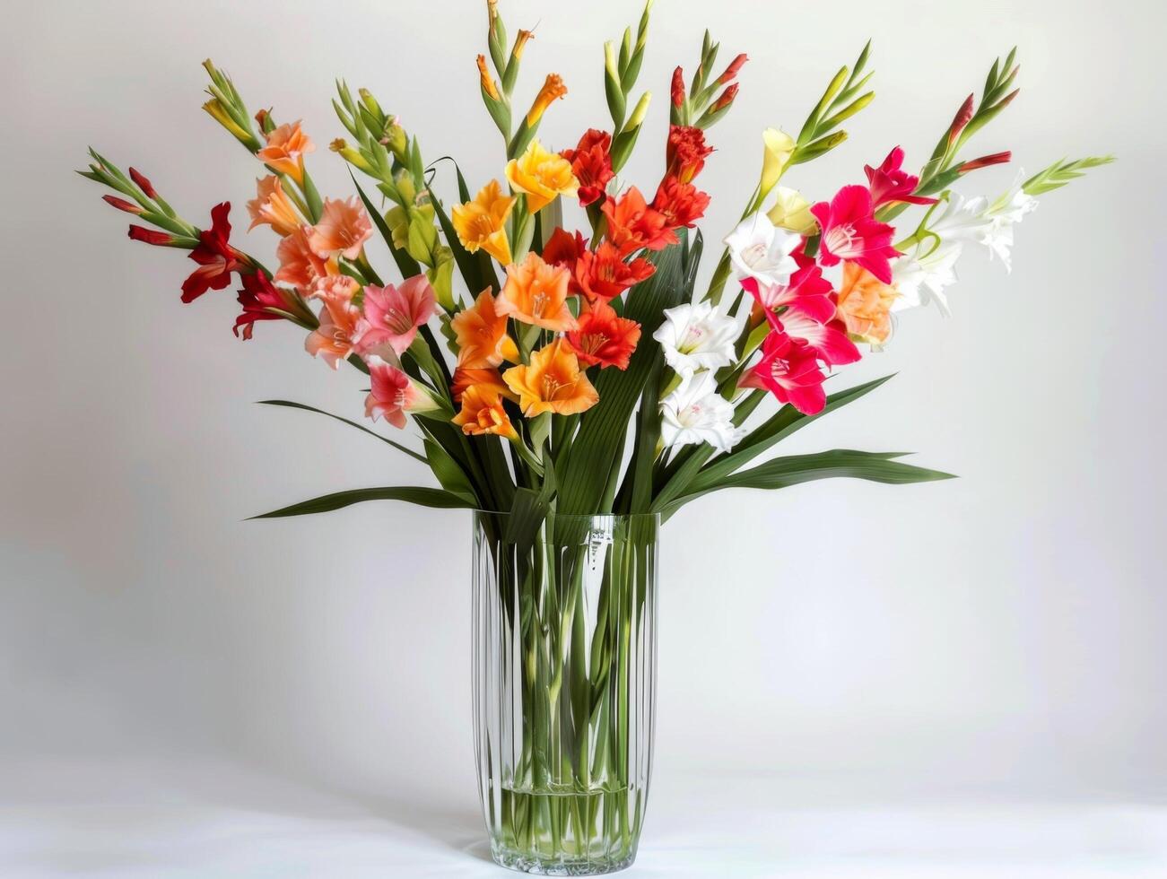 AI generated Vibrant Gladiolus Array in Vase photo