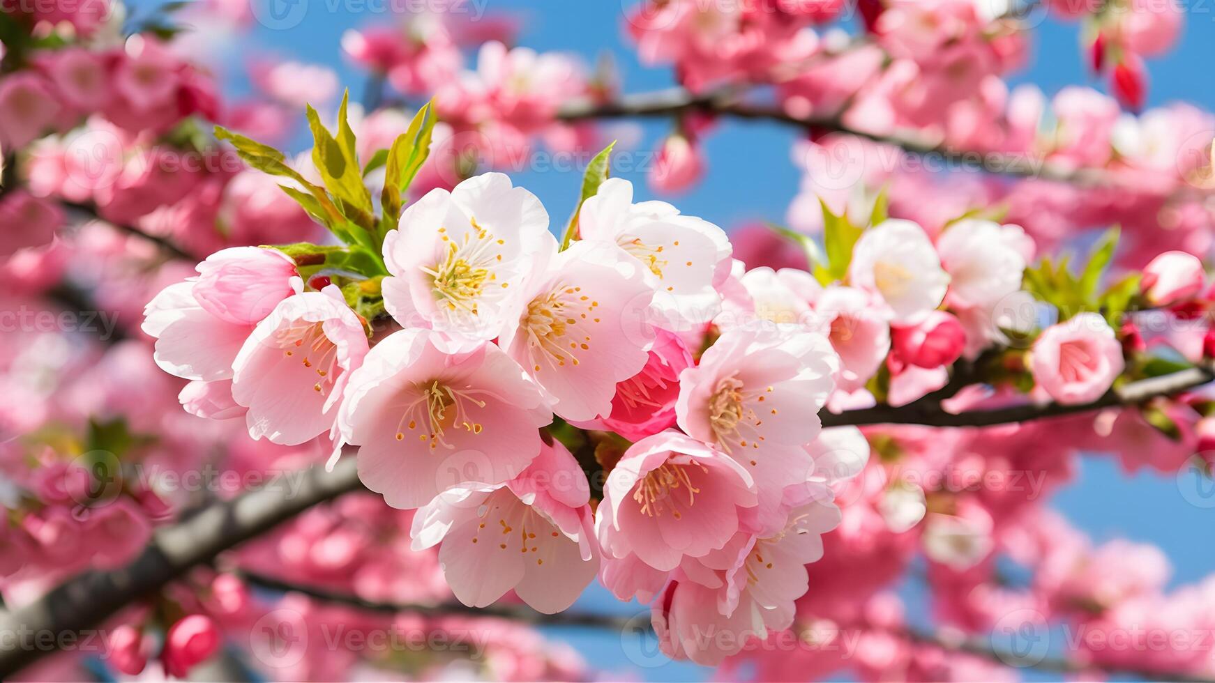 AI generated Full bloom sakura flower tree isolated on white background photo
