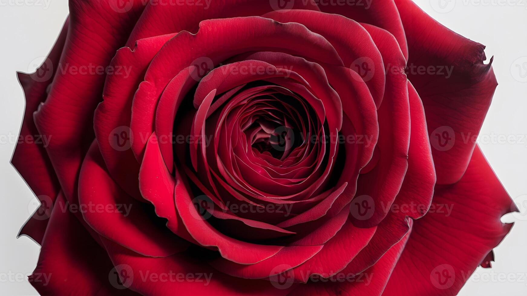 AI generated Subject Beautiful red rose macro isolated on pristine white background photo