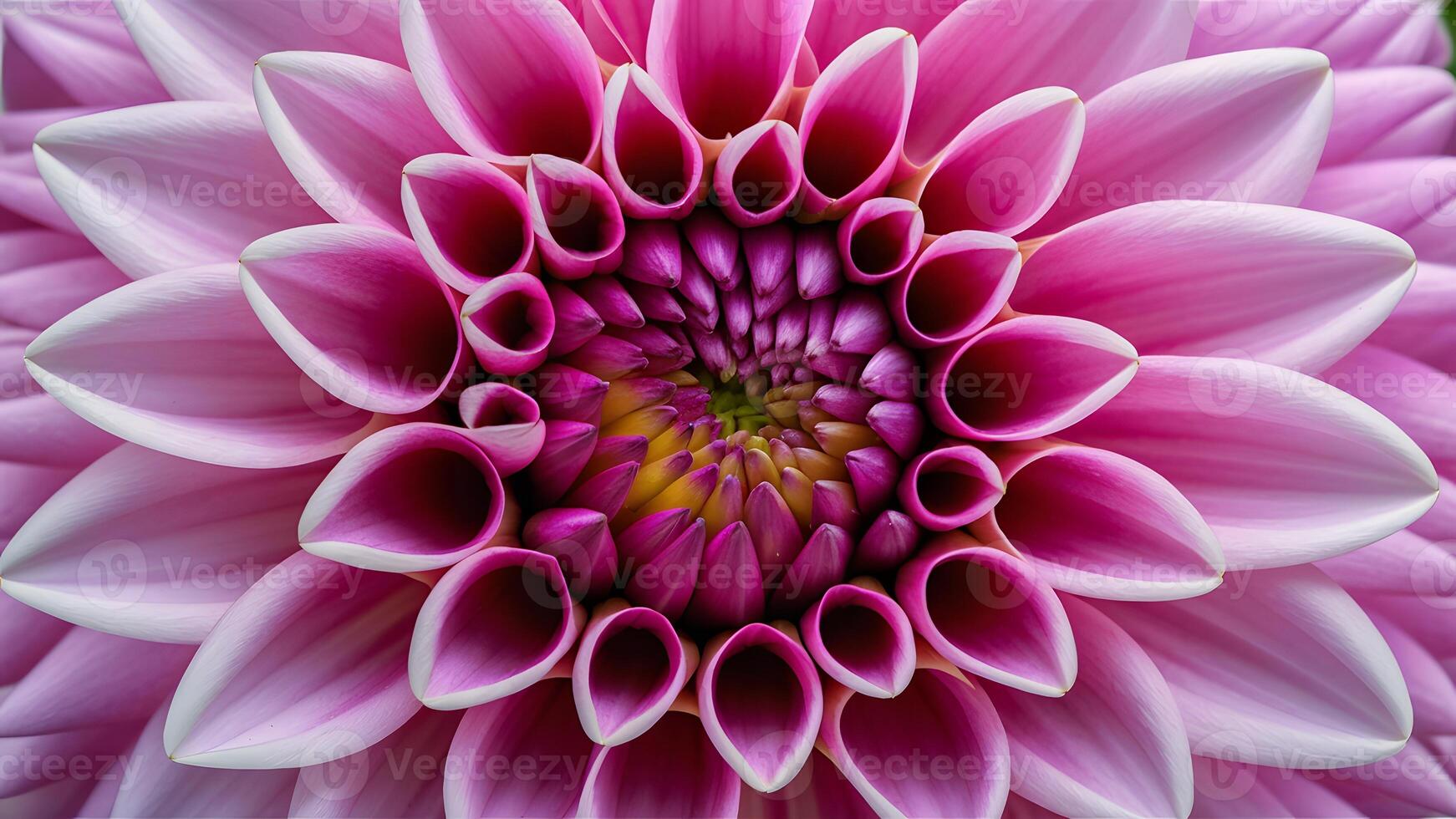 AI generated Abstract macro pink dahlia flower with stunning petal pattern photo