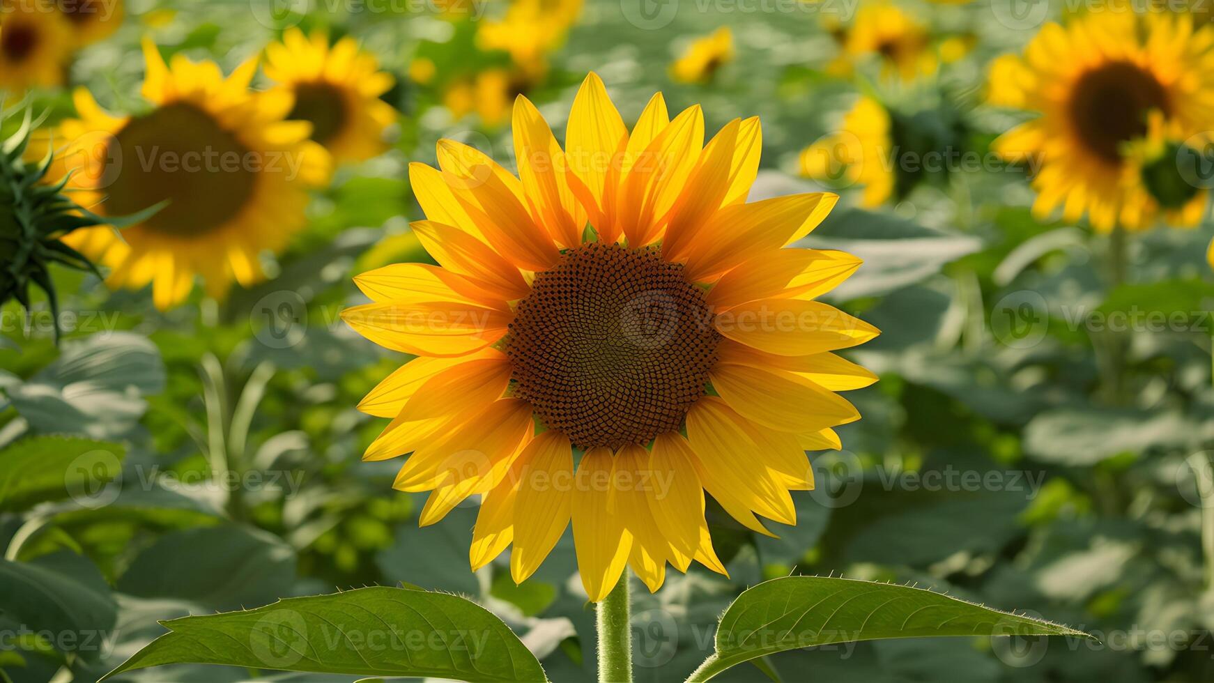AI generated Bright and beautiful sunflower stands out in elegant background photo
