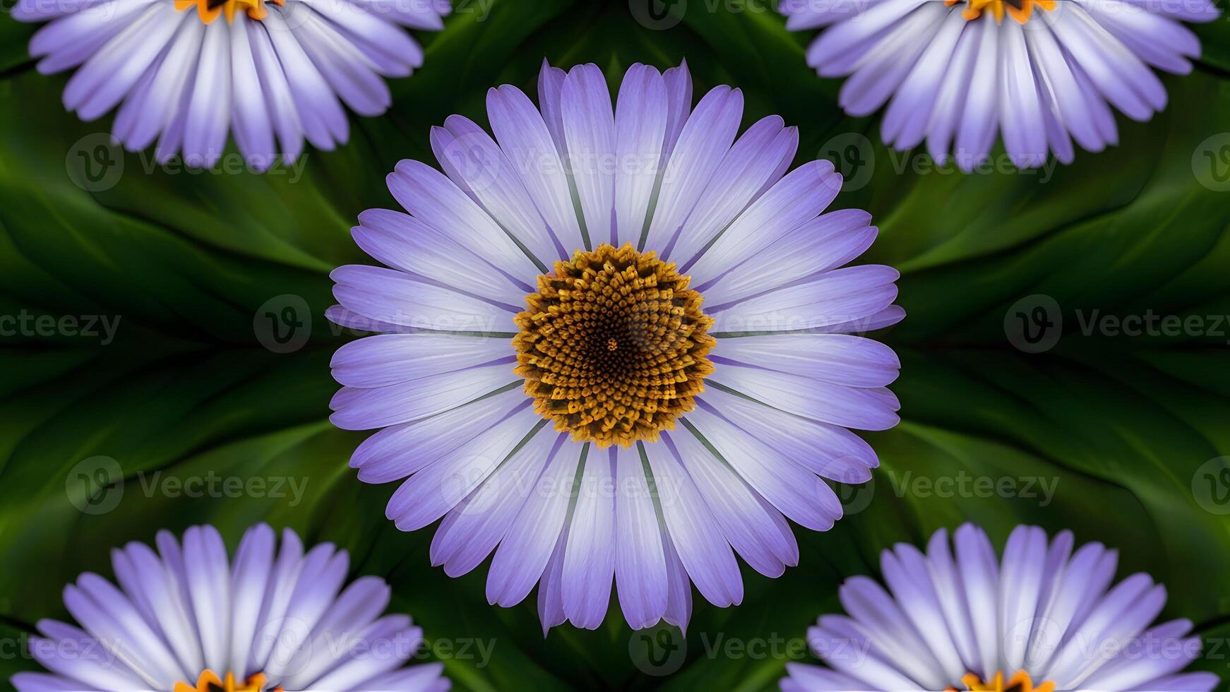 AI generated Beautiful natural mirrored pattern of blue cornflower mandala flower photo