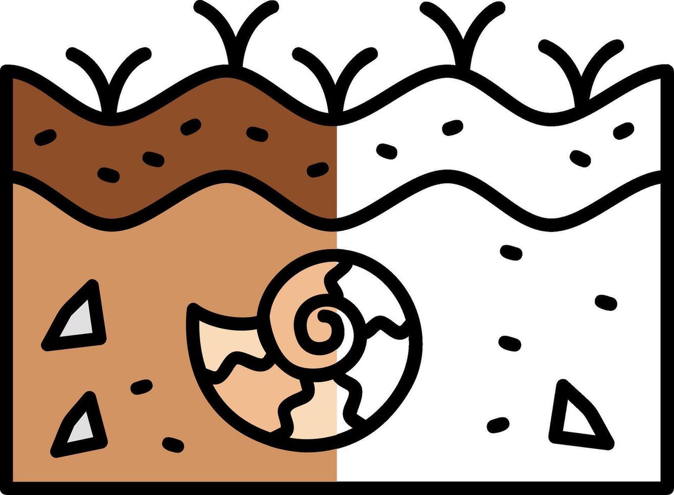 Fossil Filled Half Cut Icon vector