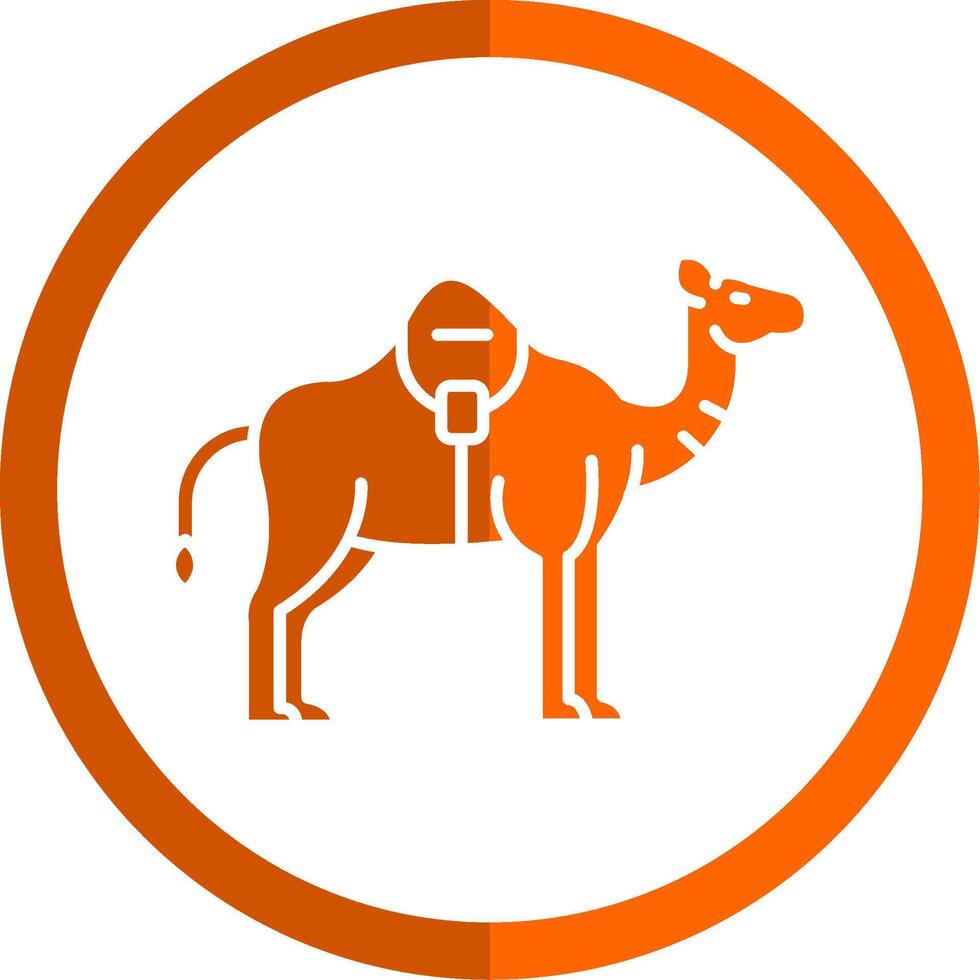 Camel Glyph Orange Circle Icon vector