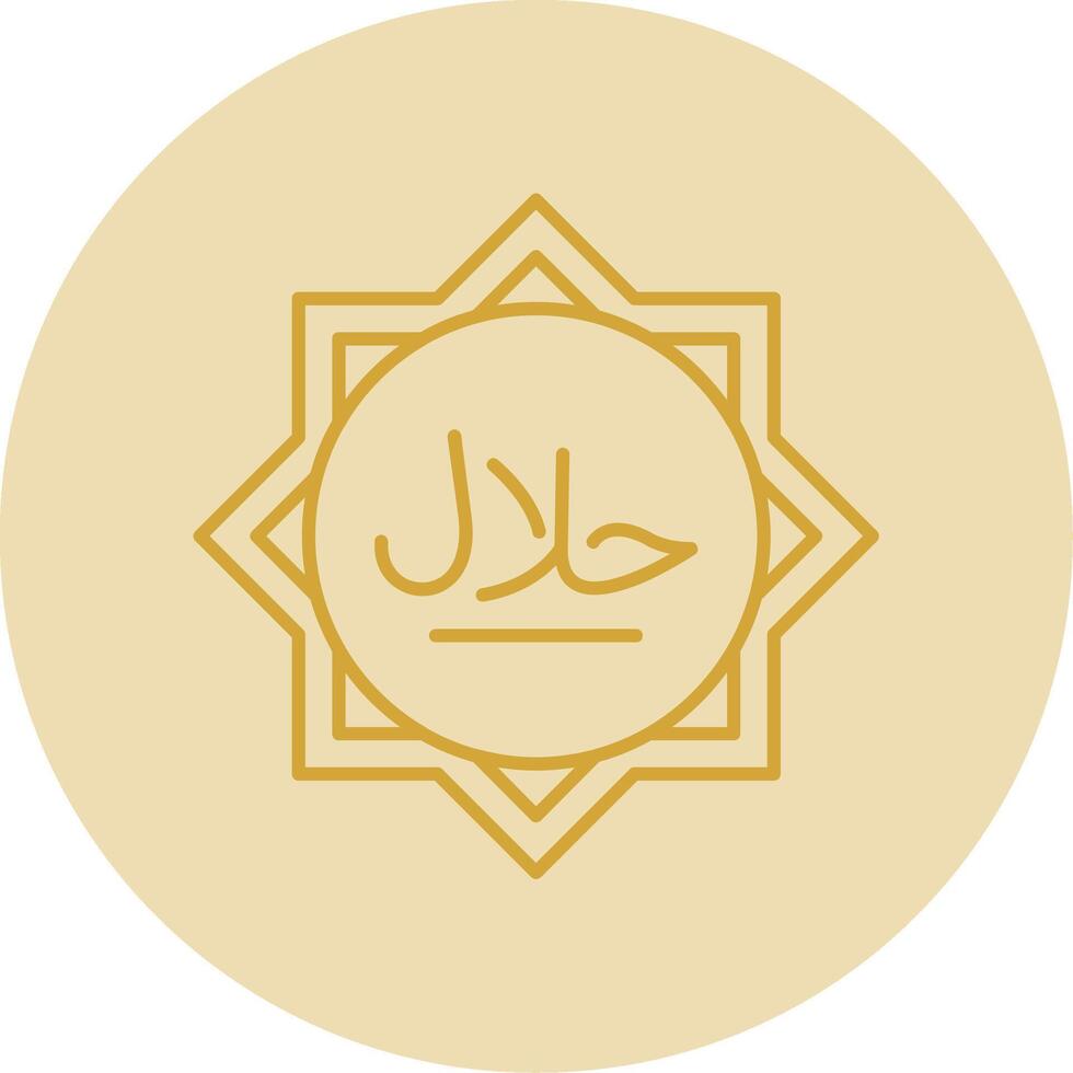 Halal Line Yellow Circle Icon vector