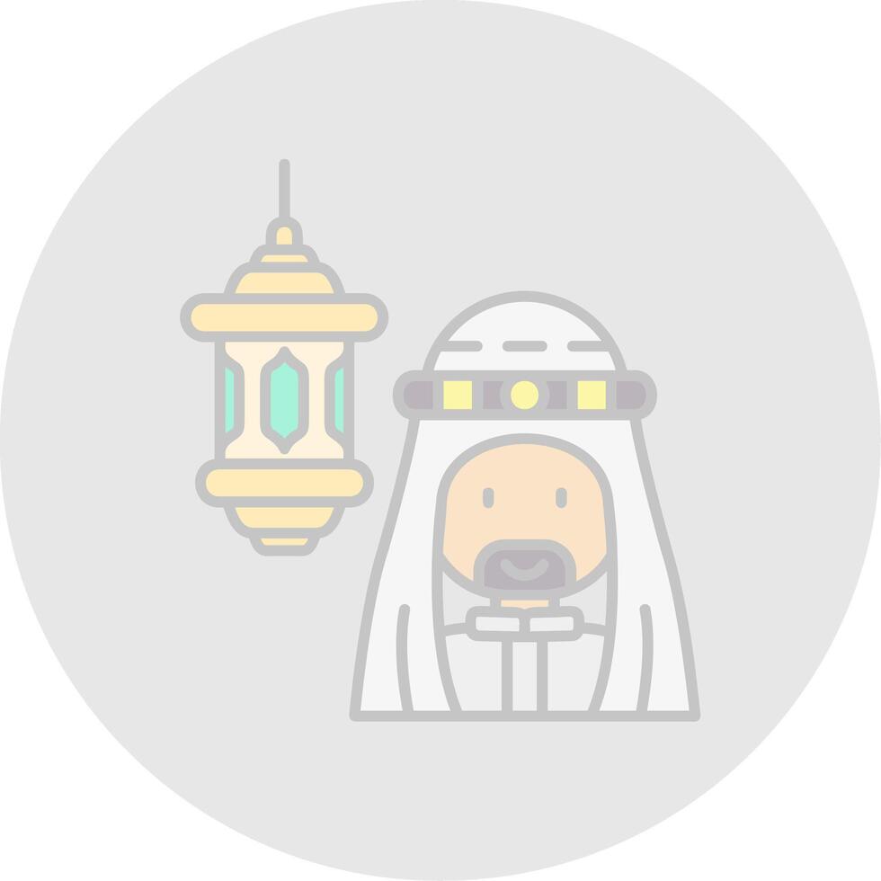 Arabic Line Filled Light Circle Icon vector