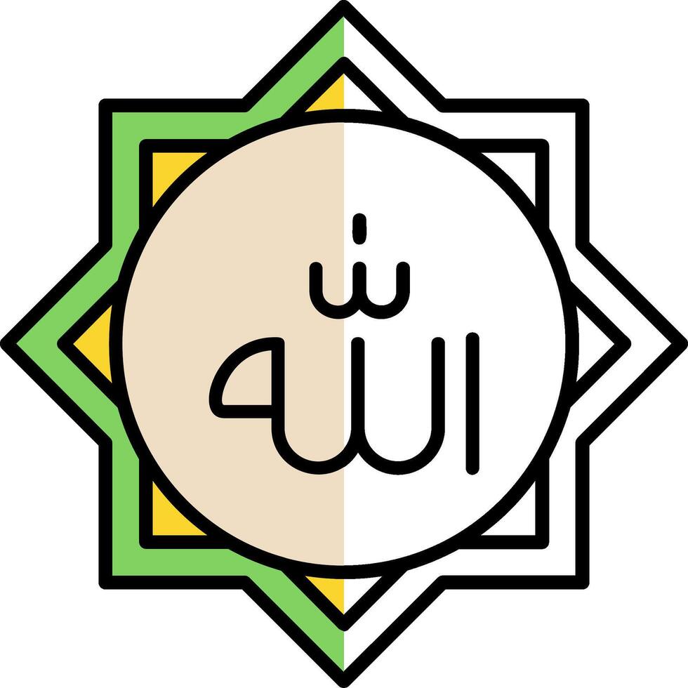 Allah Filled Half Cut Icon vector