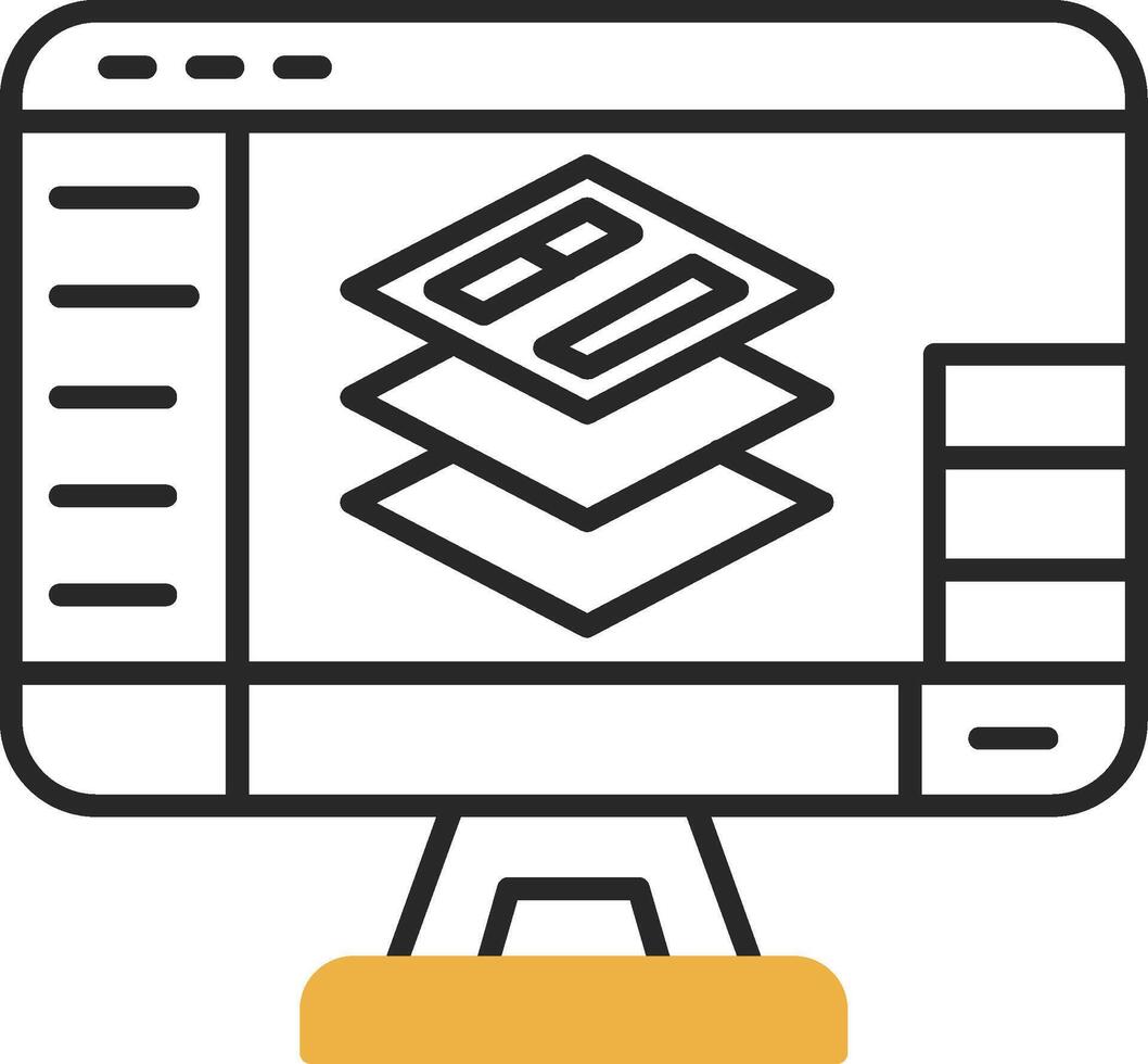 Layers Skined Filled Icon vector