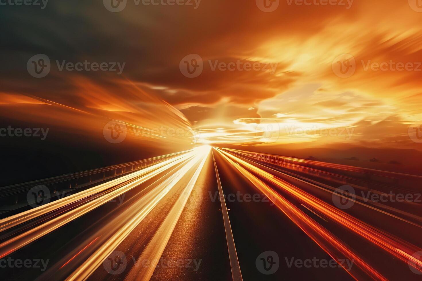 AI generated Abstract image of speed motion on the road. photo