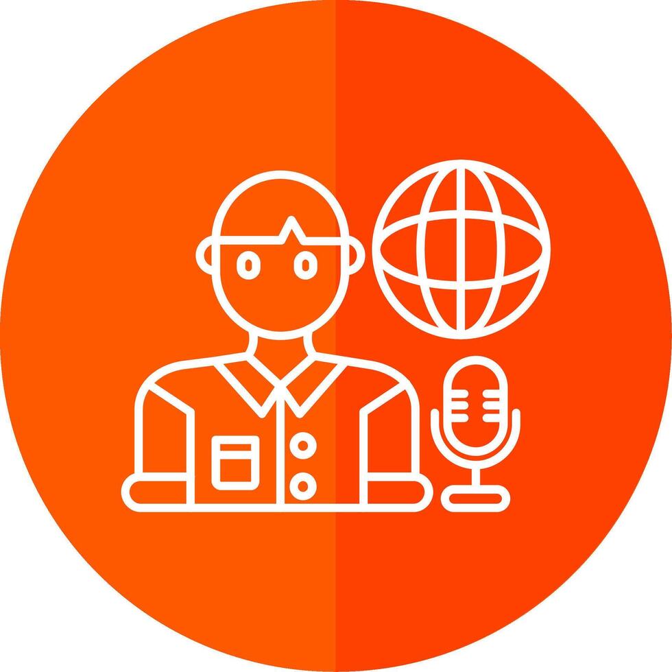 Broadcaster Line Red Circle Icon vector