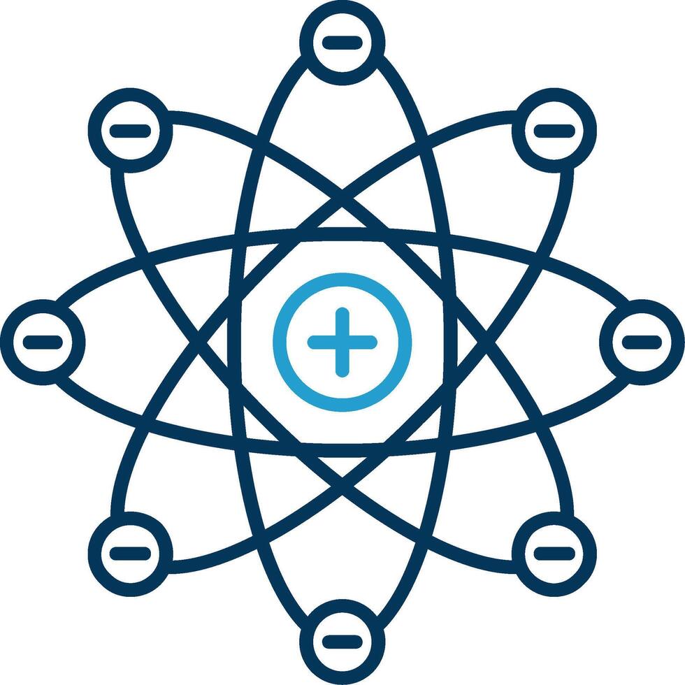 Atom Line Blue Two Color Icon vector