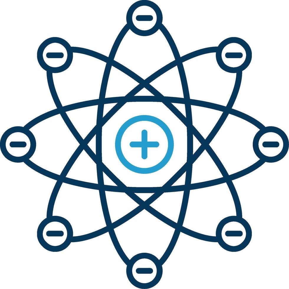 Atom Line Blue Two Color Icon vector