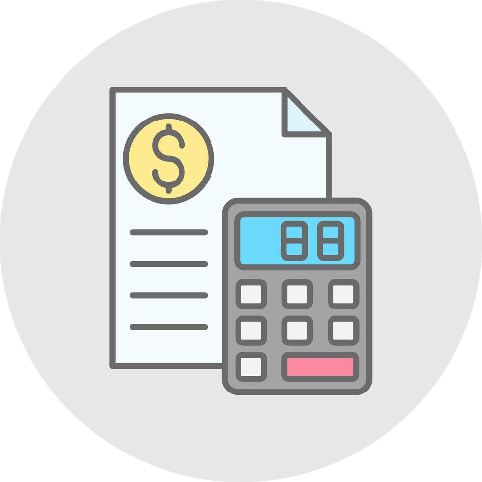 Calculator Line Filled Light Circle Icon vector