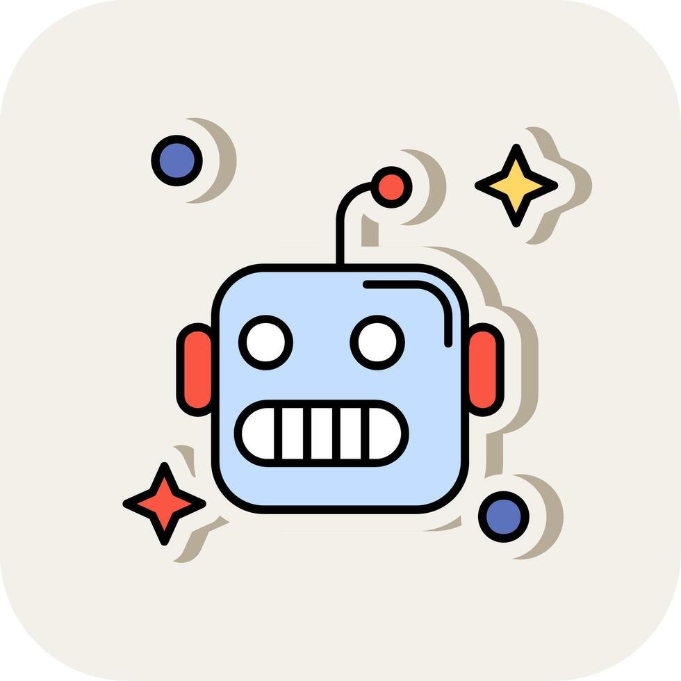 Robot Line Filled White Shadow Icon vector