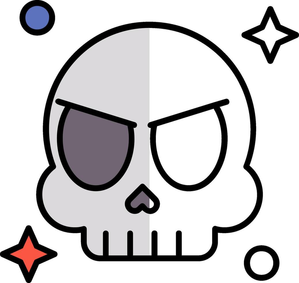 Skull Filled Half Cut Icon vector