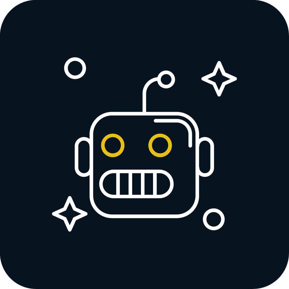 Robot Line Yellow White Icon vector