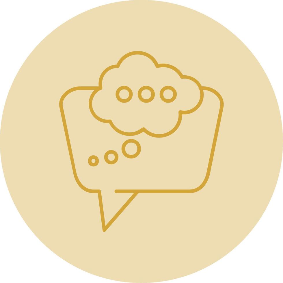 Thinking Line Yellow Circle Icon vector