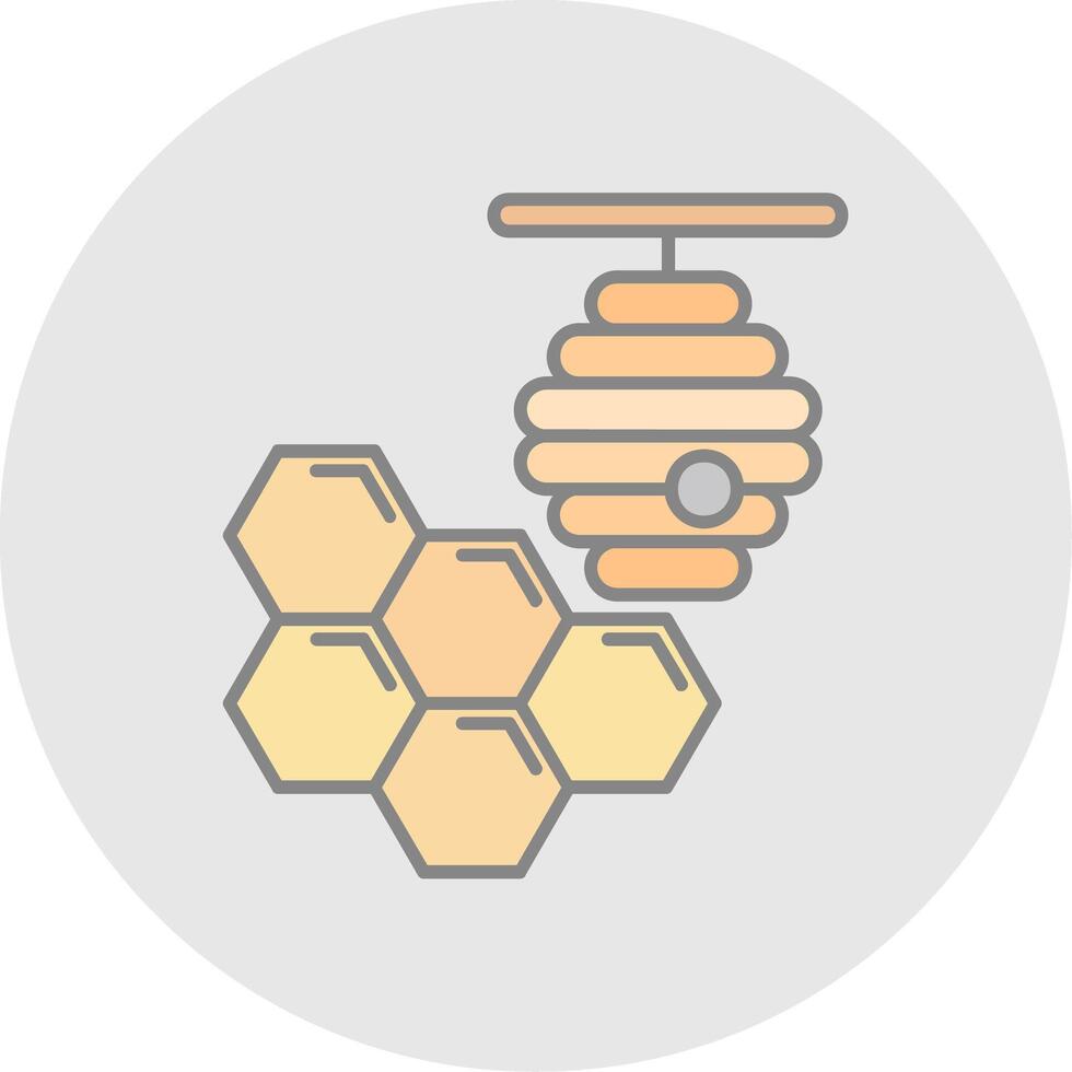 Honeycomb Line Filled Light Circle Icon vector