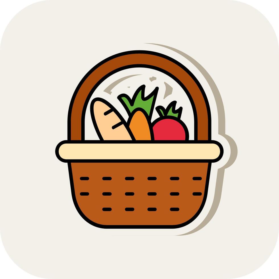 Basket Line Filled White Shadow Icon vector