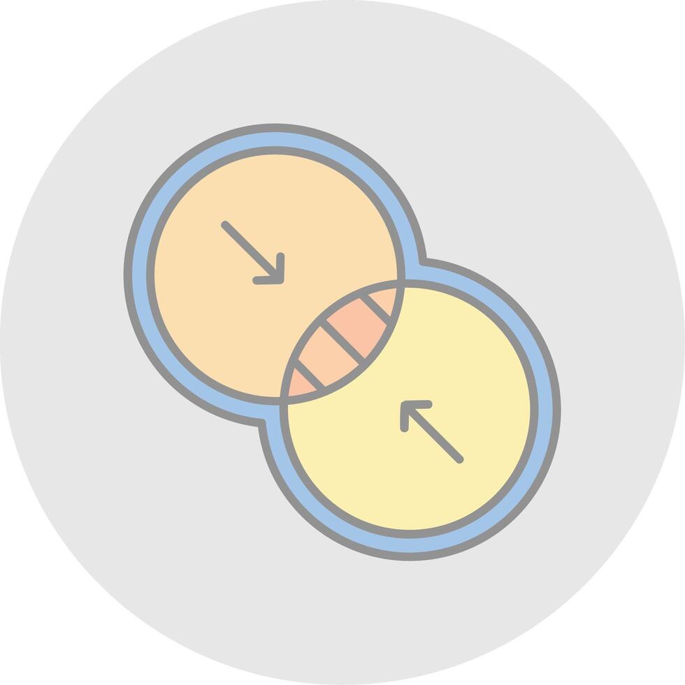 combinar línea lleno ligero circulo icono vector