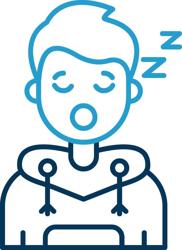 dormir línea azul dos color icono vector