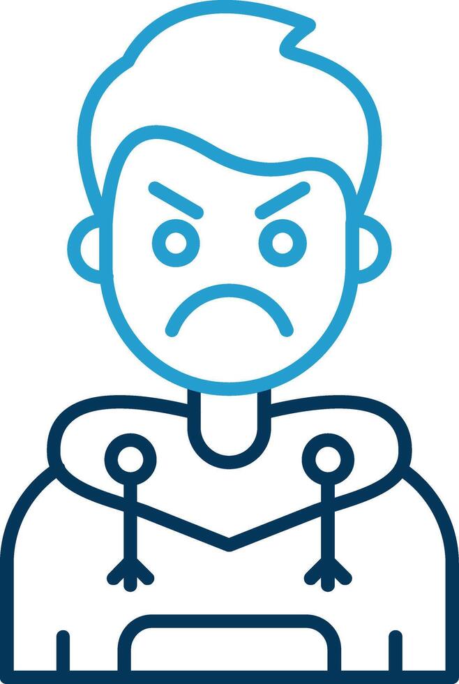 Angry Line Blue Two Color Icon vector