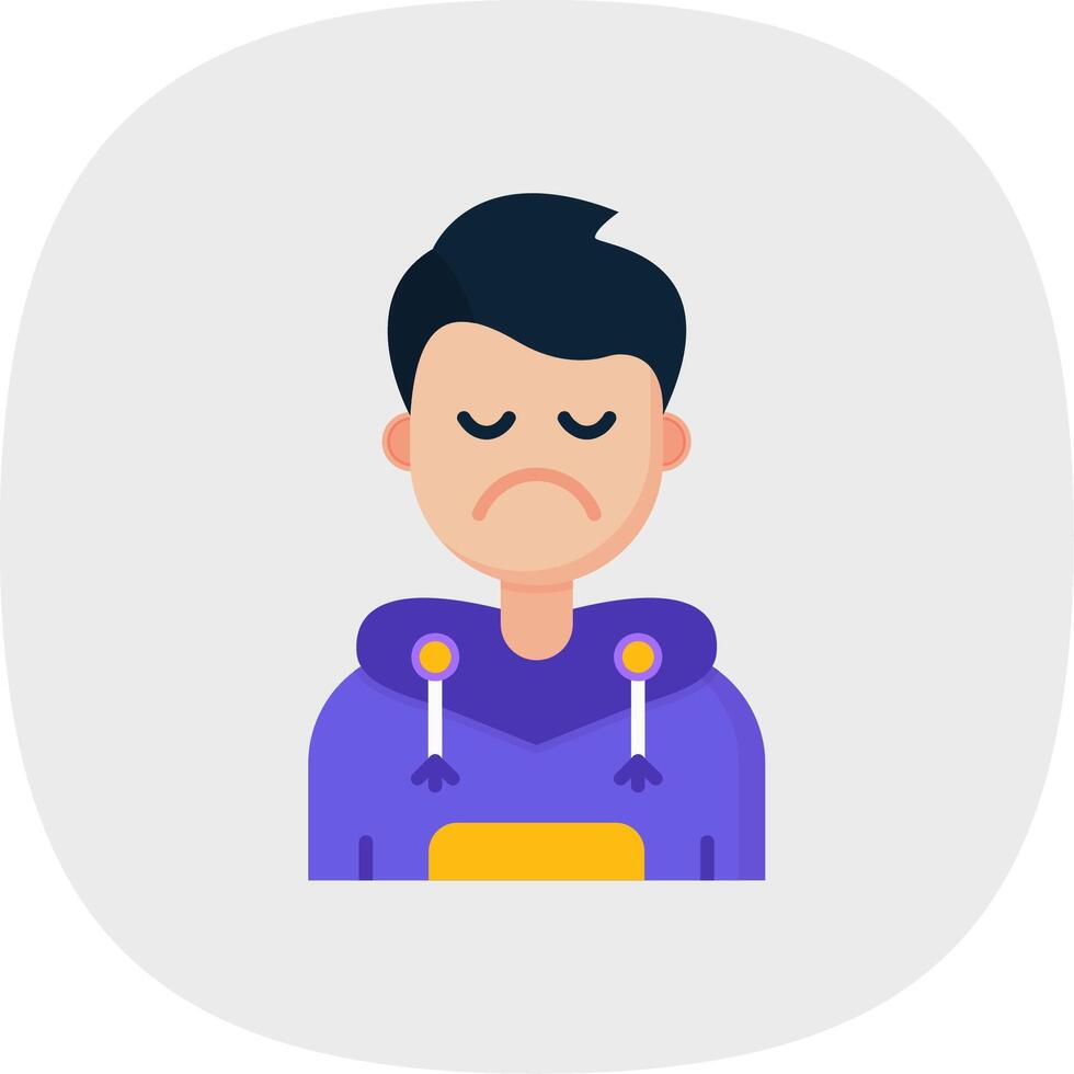 Sad Flat Curve Icon vector