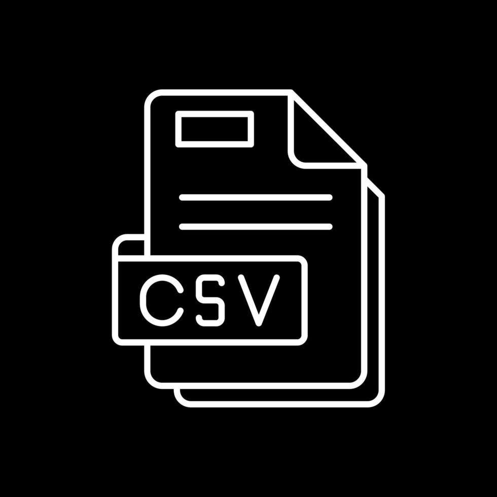 icono de línea invertida csv vector